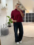 Burgundy Half Sleeve High Neck Jumper