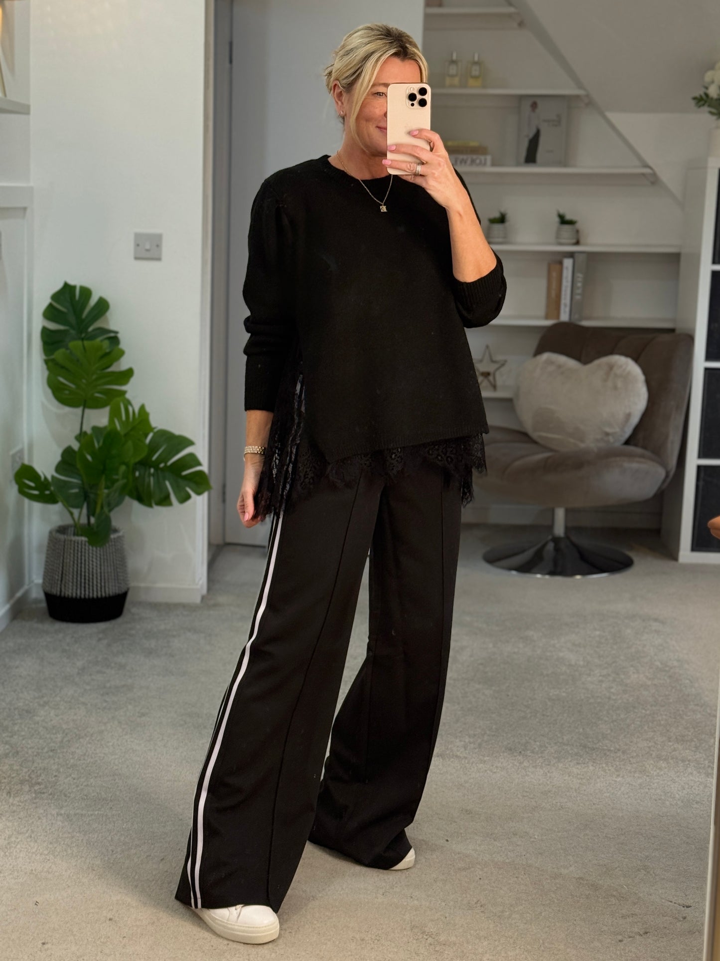 Black Lace Hem Jumper
