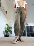 Light Khaki Cotton Barrel Leg Jeans