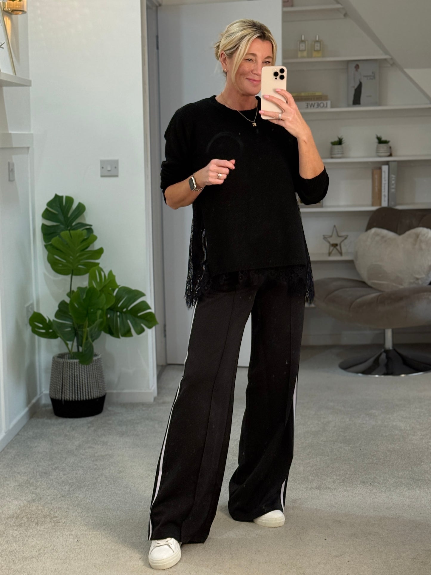 Black Lace Hem Jumper
