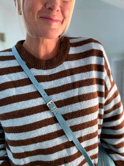 Chocolate/Blue Relaxed Fit Stripe Jumper