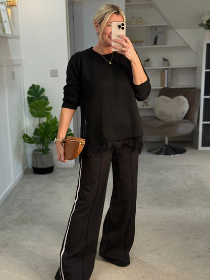 Black Lace Hem Jumper