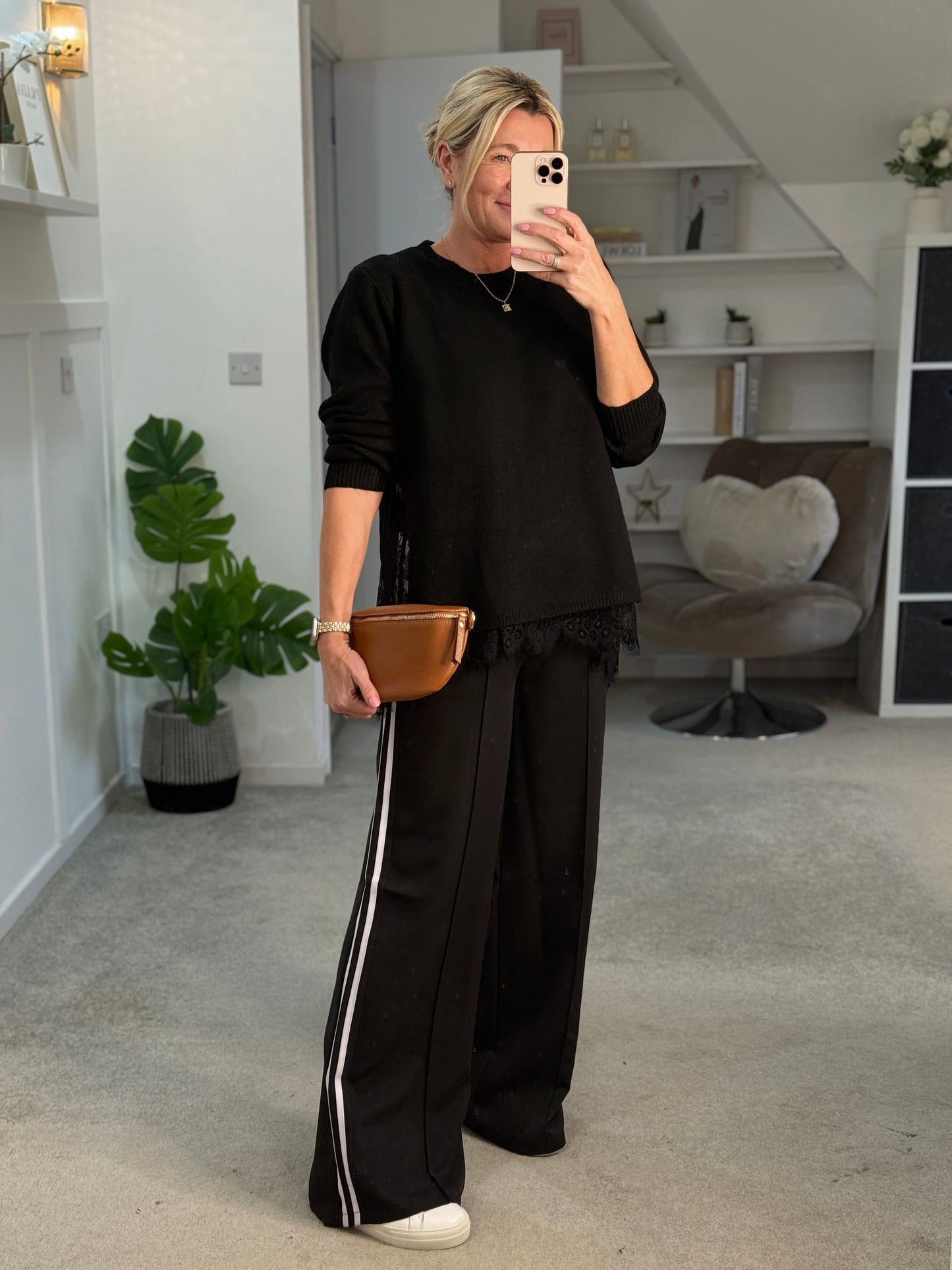 Black Lace Hem Jumper