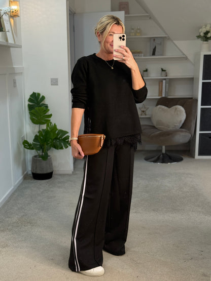 Black Lace Hem Jumper