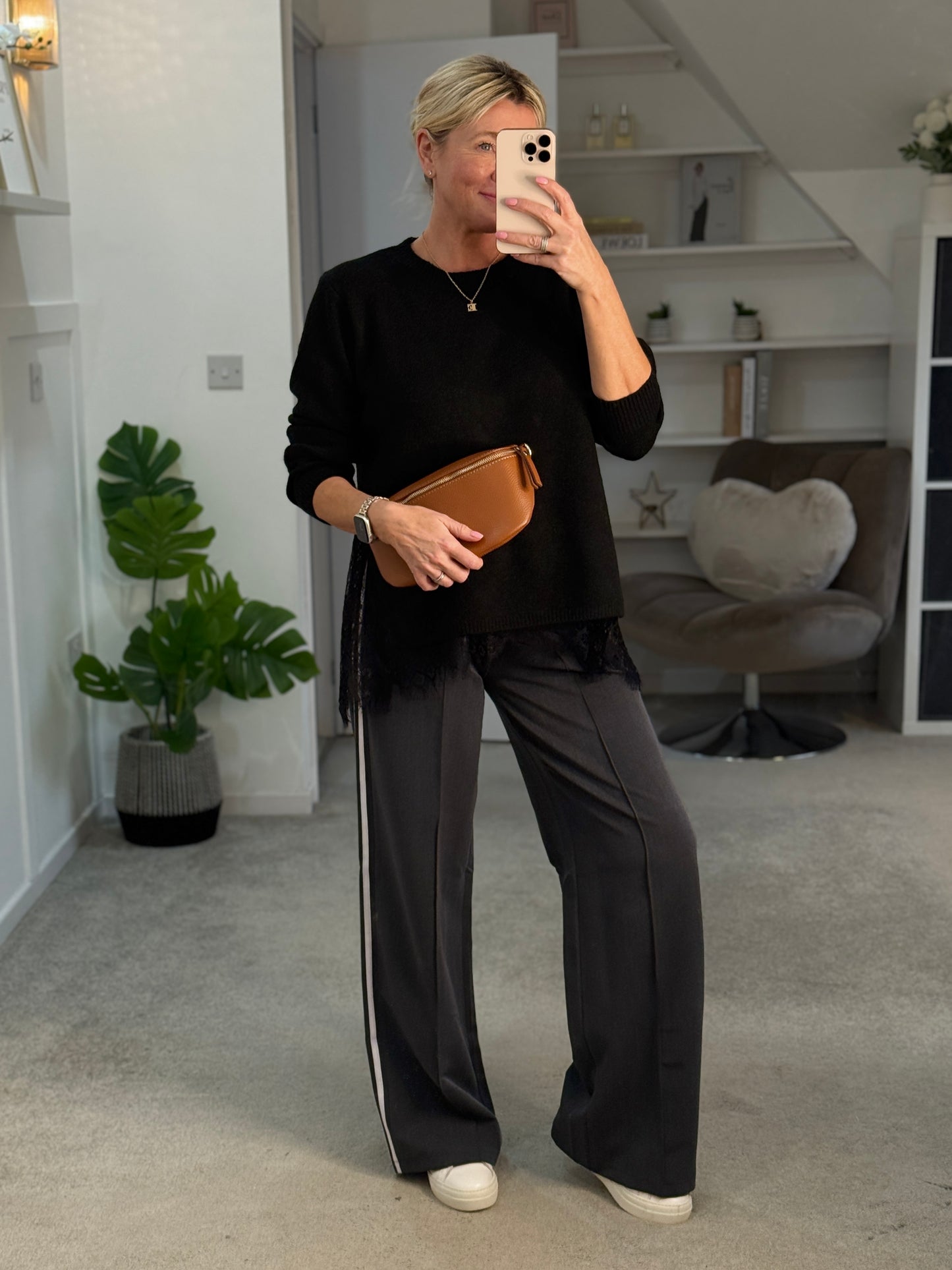Black Lace Hem Jumper