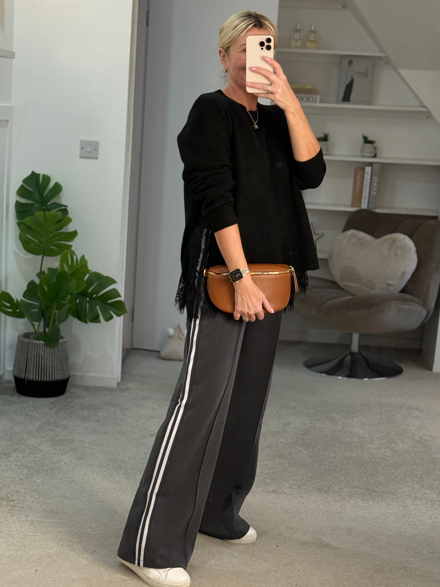 Black Lace Hem Jumper