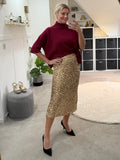 Gold Luxe Sequin Pencil Skirt