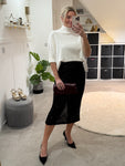 Black Luxe Sequin Pencil Skirt