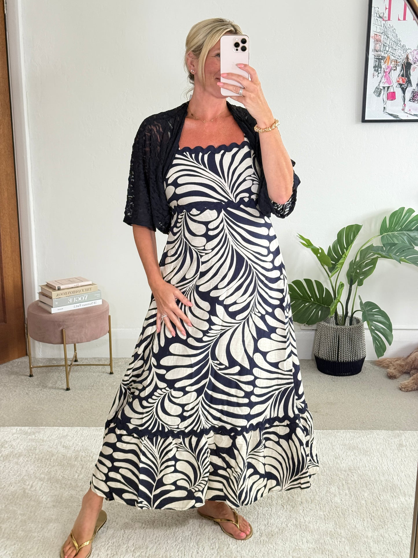 Navy Lace Tie Front Bolero Cardigan