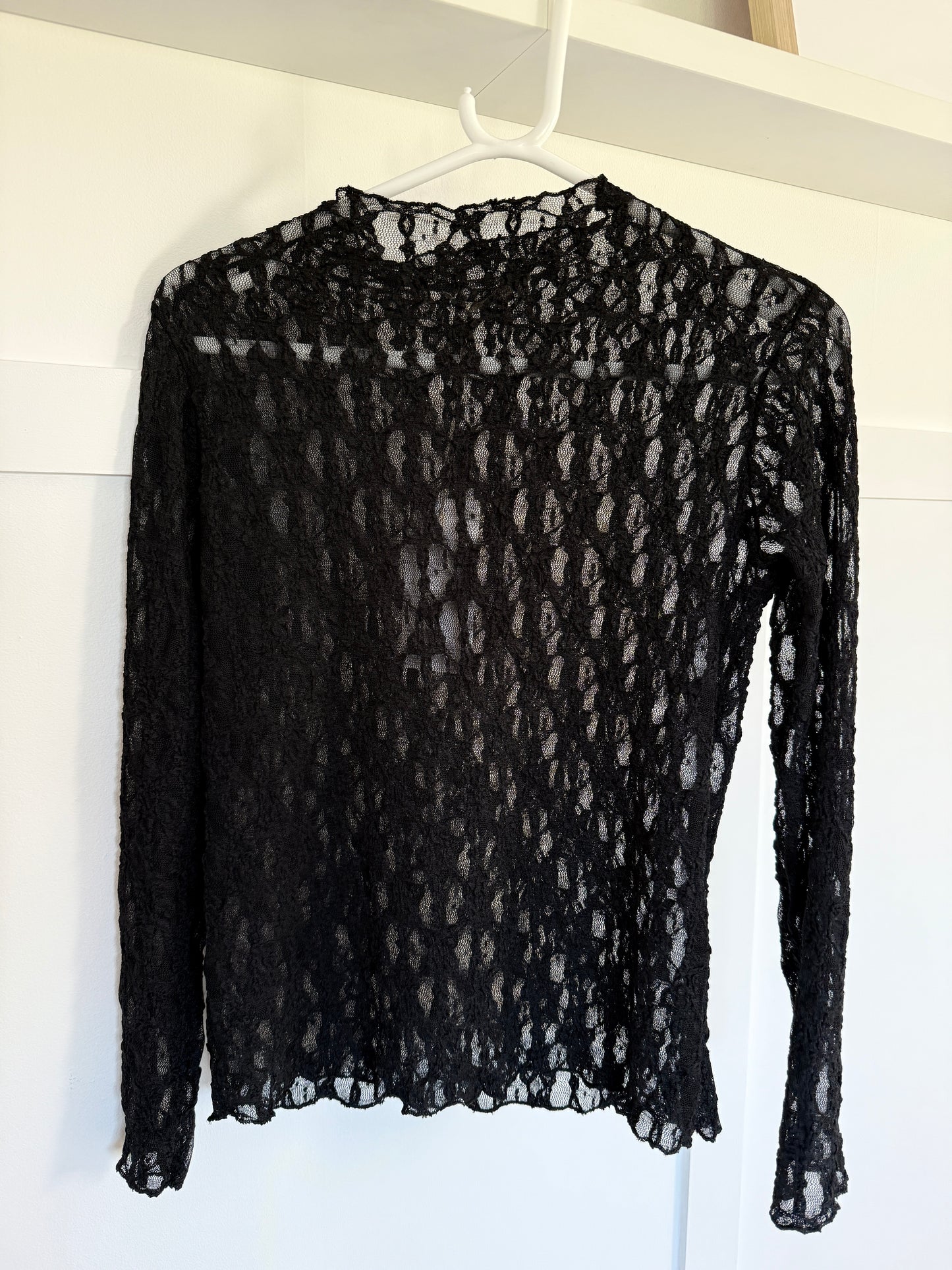 Navy Stretch Lace Layering Top