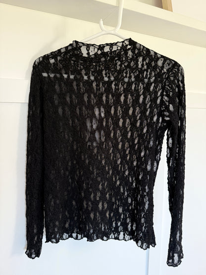 Navy Stretch Lace Layering Top