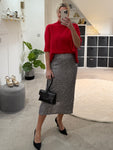 Silver Luxe Sequin Pencil Skirt