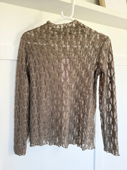 Navy Stretch Lace Layering Top