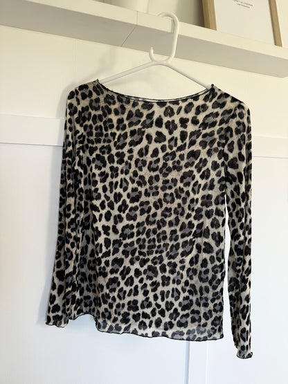 Blue Leopard Cashmere Blend Layering Top