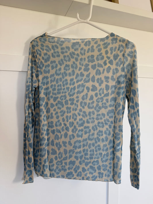 Blue Leopard Cashmere Blend Layering Top