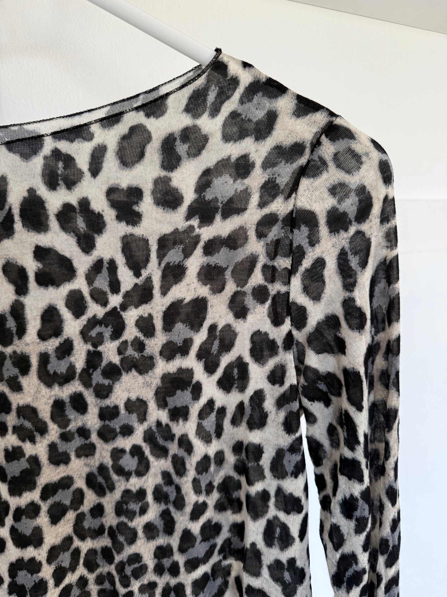 Blue Leopard Cashmere Blend Layering Top