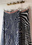 Black Zebra Print Pleated Maxi Skirt