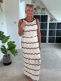 White/Black Crochet Top & Maxi Skirt Co Ord