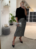 Gunmetal Luxe Sequin Pencil Skirt