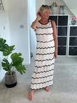 White/Black Crochet Top & Maxi Skirt Co Ord