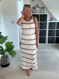 White/Black Crochet Top & Maxi Skirt Co Ord