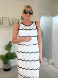 White/Black Crochet Top & Maxi Skirt Co Ord