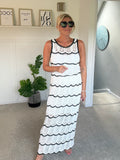 White/Black Crochet Top & Maxi Skirt Co Ord