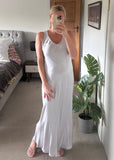 Silver Satin Slip Dress