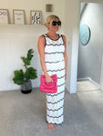 White/Black Crochet Top & Maxi Skirt Co Ord