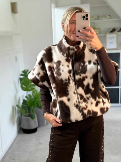 Cow Print Gilet