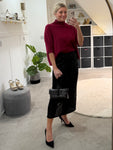 Burgundy Half Sleeve High Neck Jumper