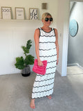 White/Black Crochet Top & Maxi Skirt Co Ord