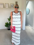 White/Black Crochet Top & Maxi Skirt Co Ord