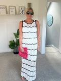 White/Black Crochet Top & Maxi Skirt Co Ord
