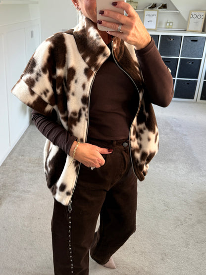 Cow Print Gilet