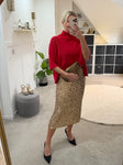 Gold Luxe Sequin Pencil Skirt