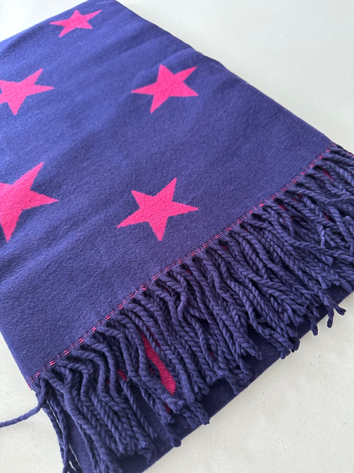 Pink/Grey Star Print Scarf