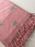 Pink & Grey Star Print Scarf