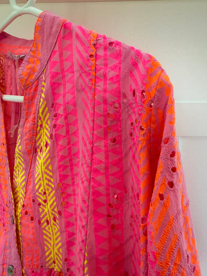 Neon Aztec Broderie Anglaise Summer Dress