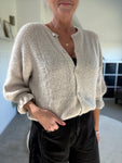 Oatmeal Fluffy Frill Sleeve Cardigan