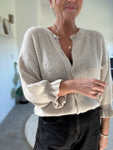 Oatmeal Fluffy Frill Sleeve Cardigan