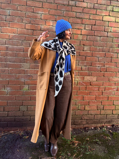 Camel Triangle Leopard Print Scarf