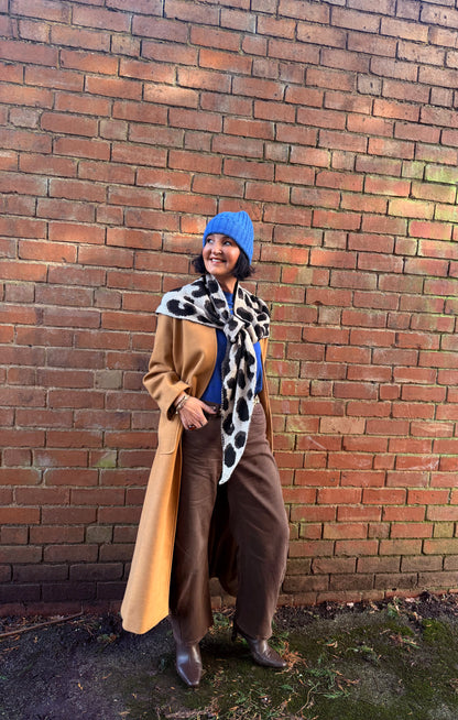 Camel Triangle Leopard Print Scarf