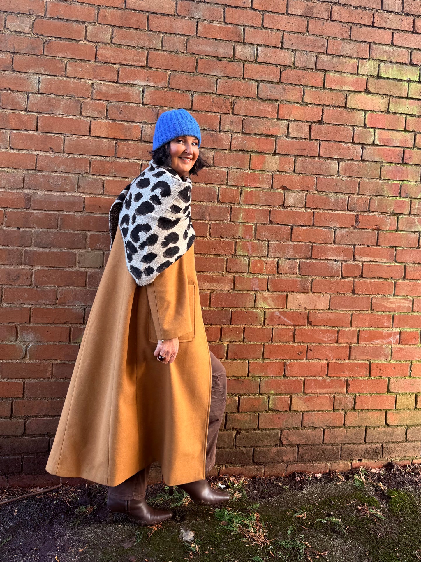 Taupe Triangle Leopard Print Scarf