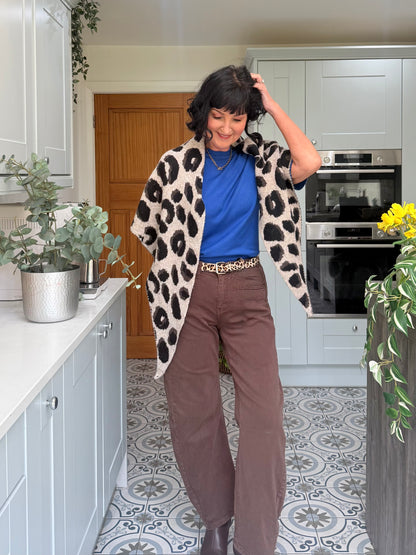 Camel Triangle Leopard Print Scarf