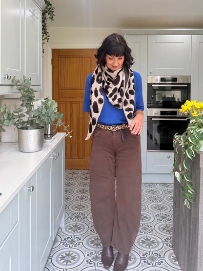 Camel Triangle Leopard Print Scarf