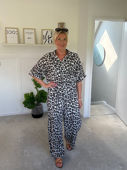 Leopard Print Cheesecloth Jumpsuit