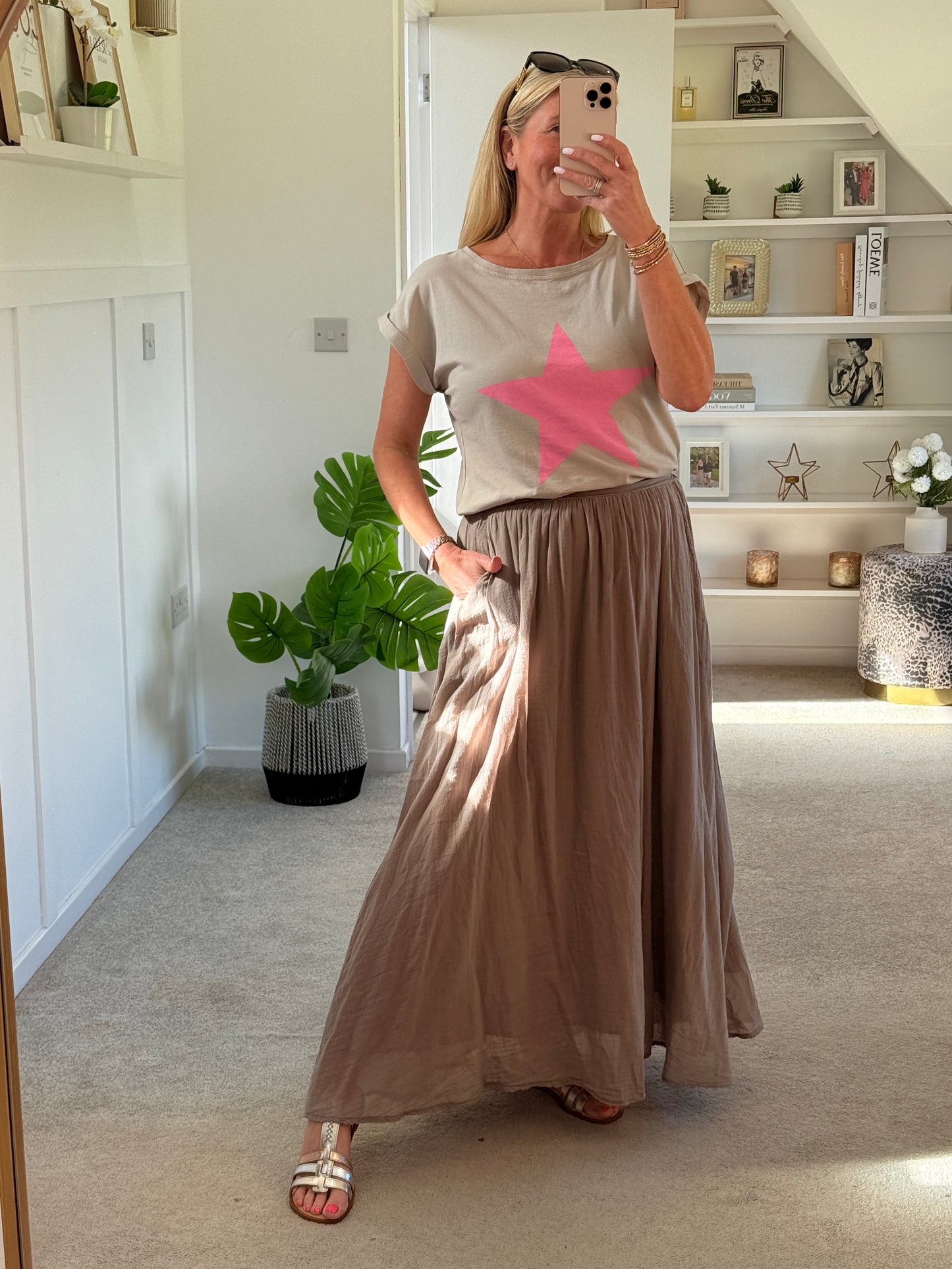 Charcoal Grey Cotton Pocket Maxi Skirt