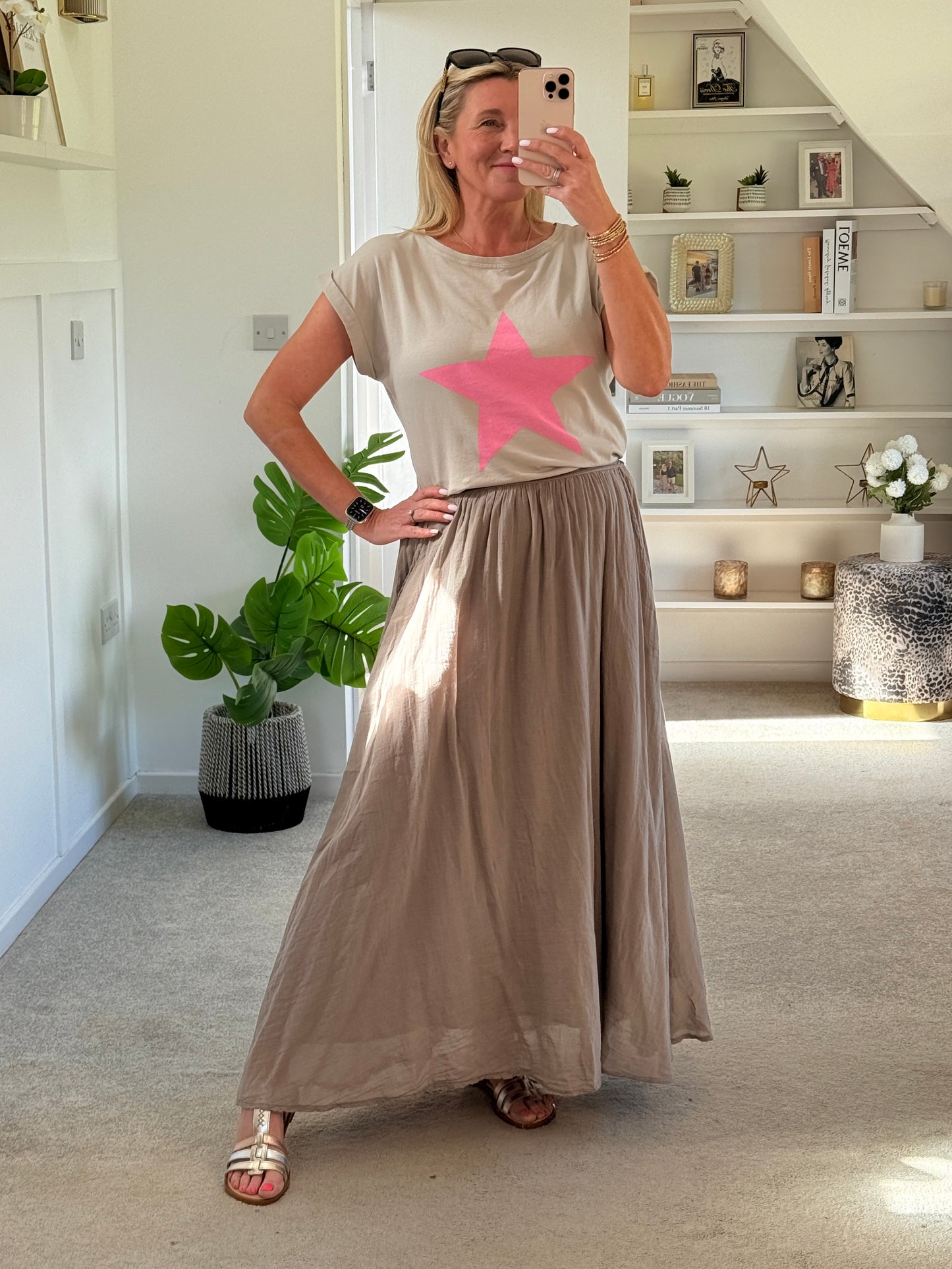 Mocha Cotton Pocket Maxi Skirt