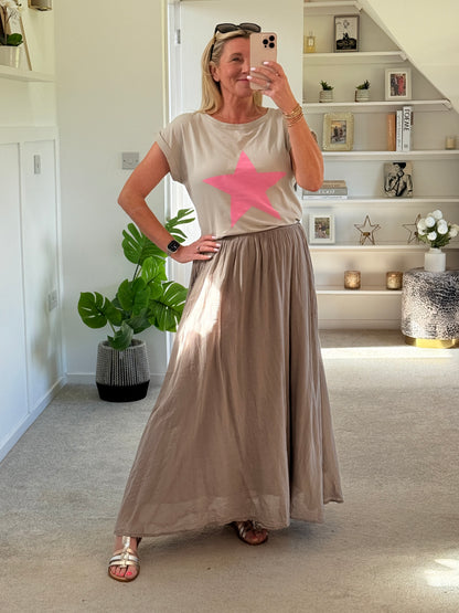 Mocha Cotton Pocket Maxi Skirt